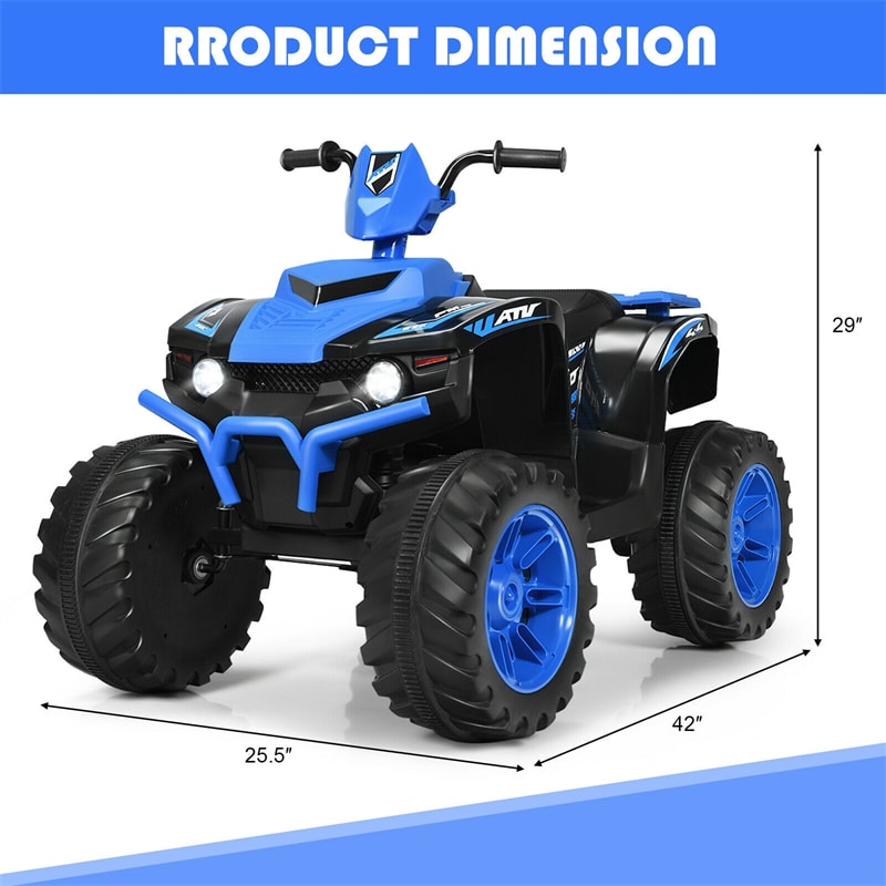 12V Kids Ride On ATV Quad 4-Wheeler Ride On Car Electric Vehicle with LED Lights & Music