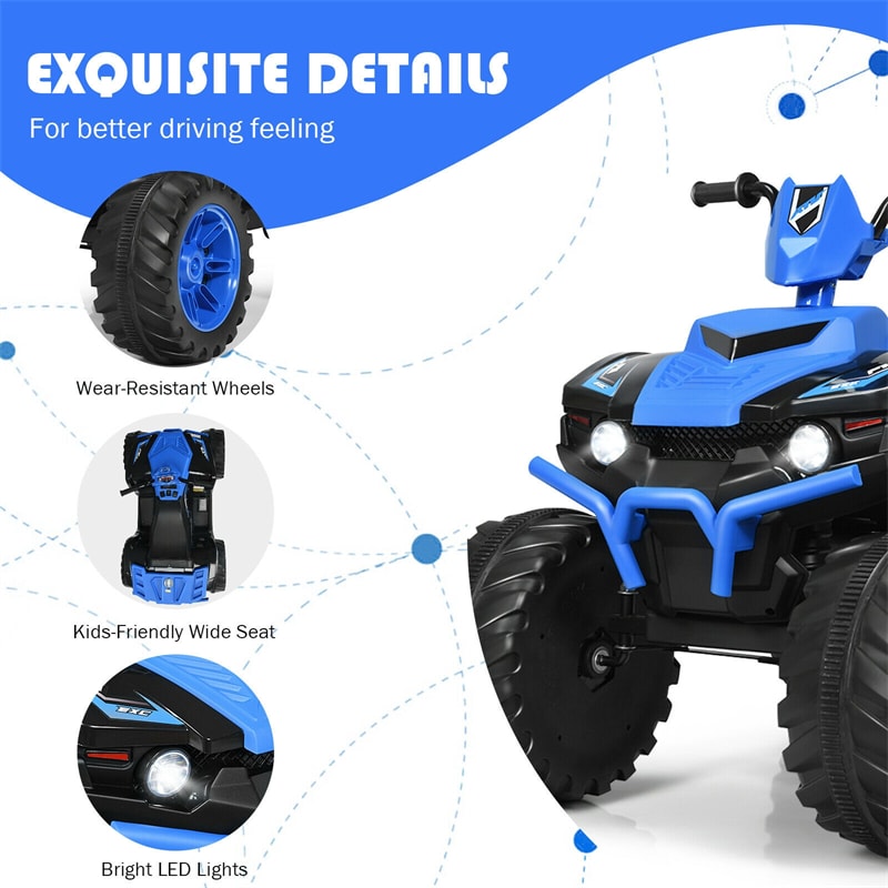 12V Kids Ride On ATV Quad 4-Wheeler Ride On Car Electric Vehicle with LED Lights & Music