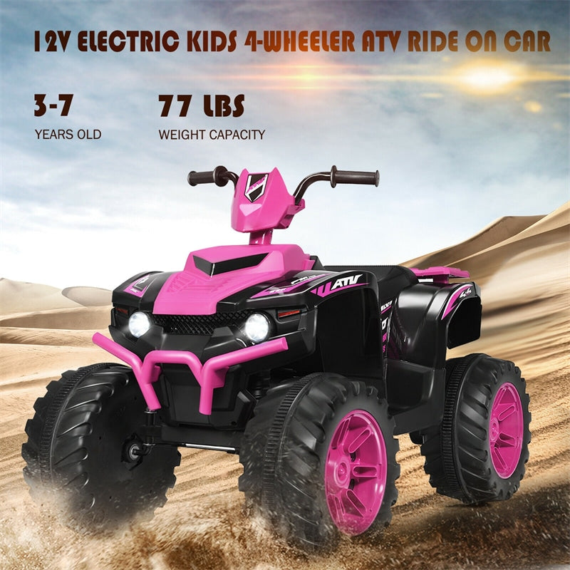 12V Kids Ride On ATV Quad 4-Wheeler Ride On Car Electric Vehicle with LED Lights & Music