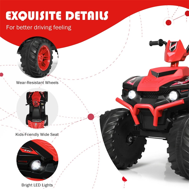 12V Kids Ride On ATV Quad 4-Wheeler Ride On Car Electric Vehicle with LED Lights & Music