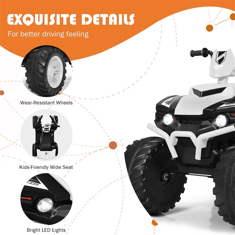 12V Kids Ride On ATV Quad 4-Wheeler Ride On Car Electric Vehicle with LED Lights & Music