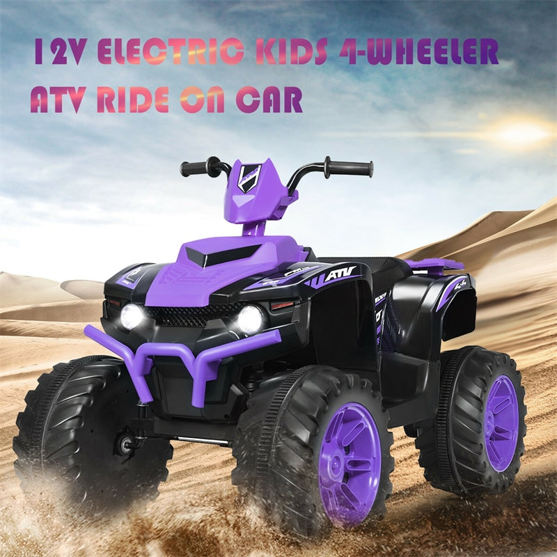 12V Kids Ride On ATV Quad 4-Wheeler Ride On Car Electric Vehicle with LED Lights & Music