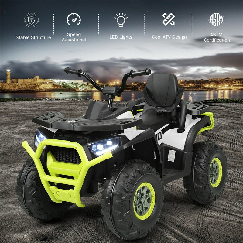 12V Kids ATV Electric Ride-on Quad Battery Powered 4-Wheeler Car with LED Lights MP3