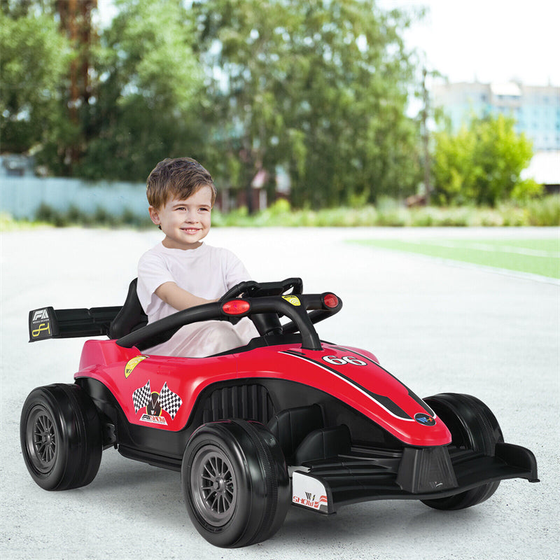 Kids Electric Ride On Go Kart 12V Battery Powered F1 Racing Car with Remote Control, Light & Music, Ride on Car for Boys Girls