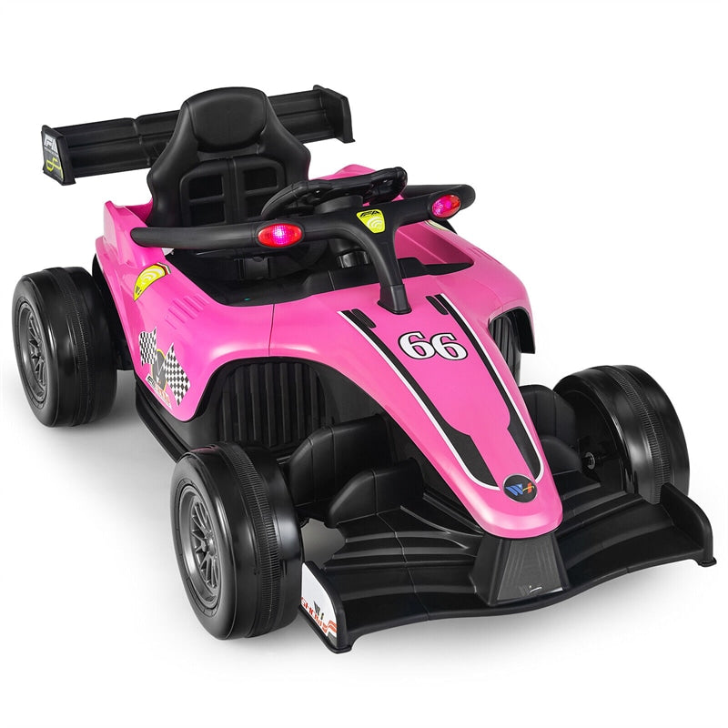 Kids Electric Ride On Go Kart 12V Battery Powered F1 Racing Car with Remote Control, Light & Music, Ride on Car for Boys Girls