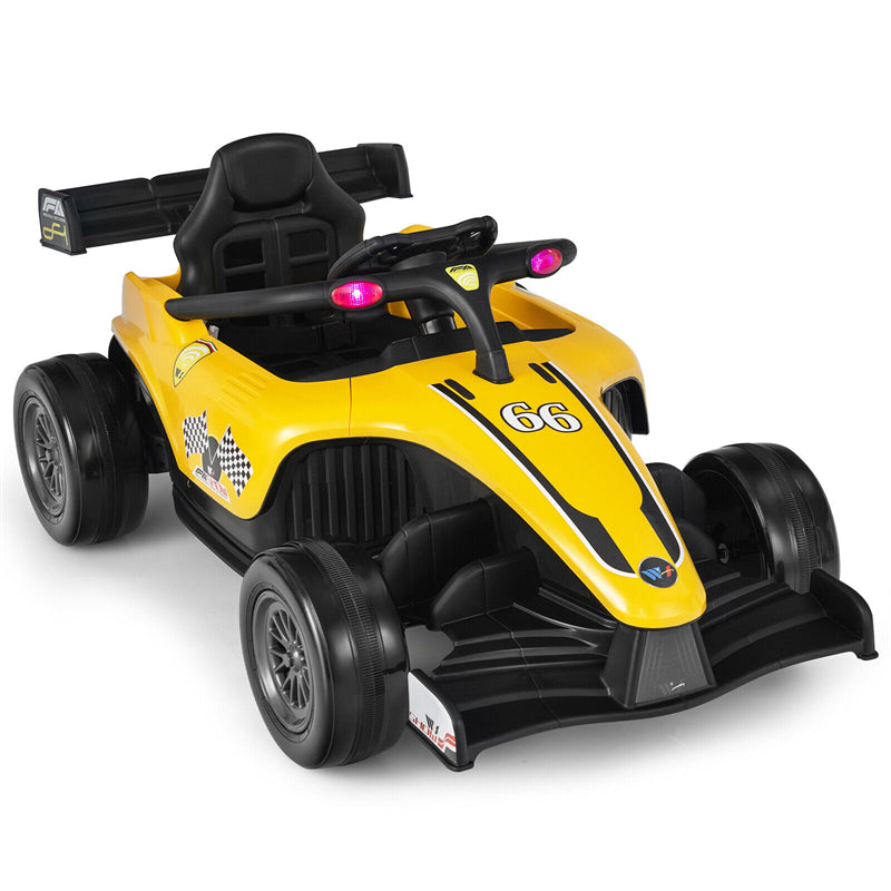 Kids Electric Ride On Go Kart 12V Battery Powered F1 Racing Car with Remote Control, Light & Music, Ride on Car for Boys Girls