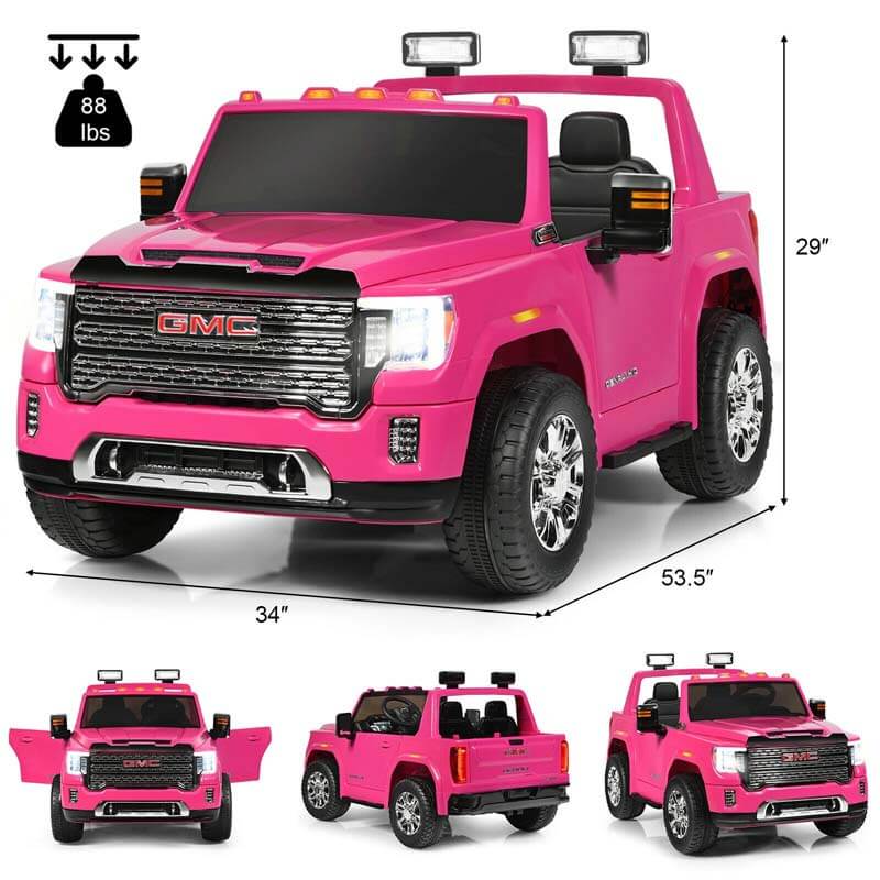 2 Seater Kids Ride on Truck 12V Licensed GMC Battery Powered Electric Car with Remote Control & Storage Box