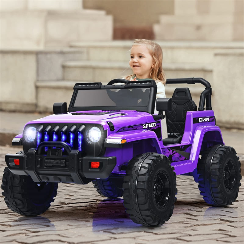 2-Seater Ride-On Truck for Kids, 12V Battery Powered Electric Vehicle with Remote Control & LED Lights, Ride-On Car for Boys Girls Gifts