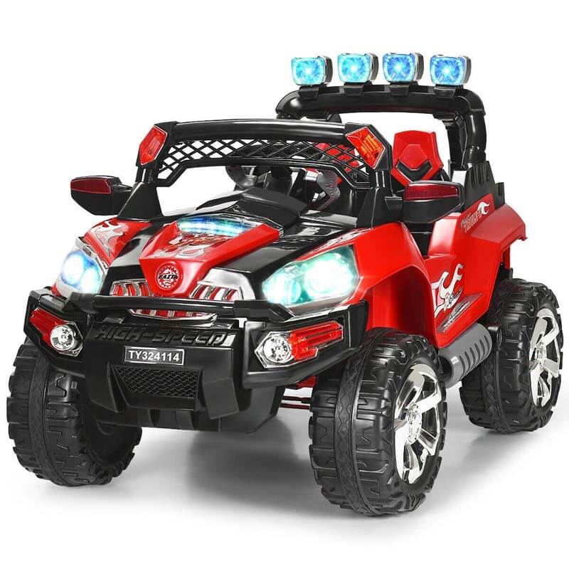 Kids Ride On Truck 12V Battery Powered Electric Car with Remote Control & Colorful LED Lights MP3 Music