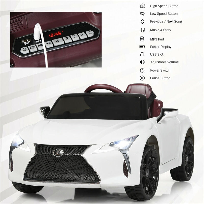 12V Kids Ride on Car Licensed Lexus LC500 Battery Powered Car with Remote Control & LED Lights, Electric Vehicle for Boys& Girls