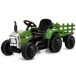 12V Kids Ride-On Tractor with Detachable Trailer, 3-Gear Ground Loader, LED Lights, Remote Control, Battery Powered Tractor Toy for Ages 3+