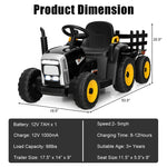 12V Kids Ride-On Tractor with Detachable Trailer, 3-Gear Ground Loader, LED Lights, Remote Control, Battery Powered Tractor Toy for Ages 3+