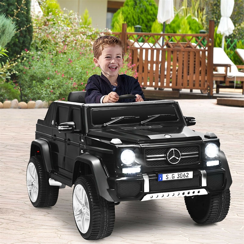 12V Kids Ride-On Truck, Licensed Mercedes Benz G650S Electric Car with Remote Control, Lights & Storage Box, Battery Vehicle Toy for Boys Girls