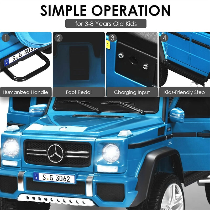 12V Kids Ride-On Truck, Licensed Mercedes Benz G650S Electric Car with Remote Control, Lights & Storage Box, Battery Vehicle Toy for Boys Girls