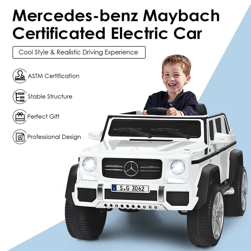 12V Kids Ride-On Truck, Licensed Mercedes Benz G650S Electric Car with Remote Control, Lights & Storage Box, Battery Vehicle Toy for Boys Girls