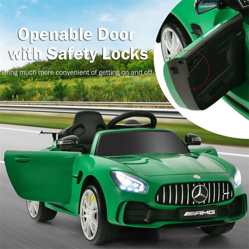 12V Kids Ride On Car, Mercedes Benz GTR Battery Powered Electric Vehicle with Remote Control