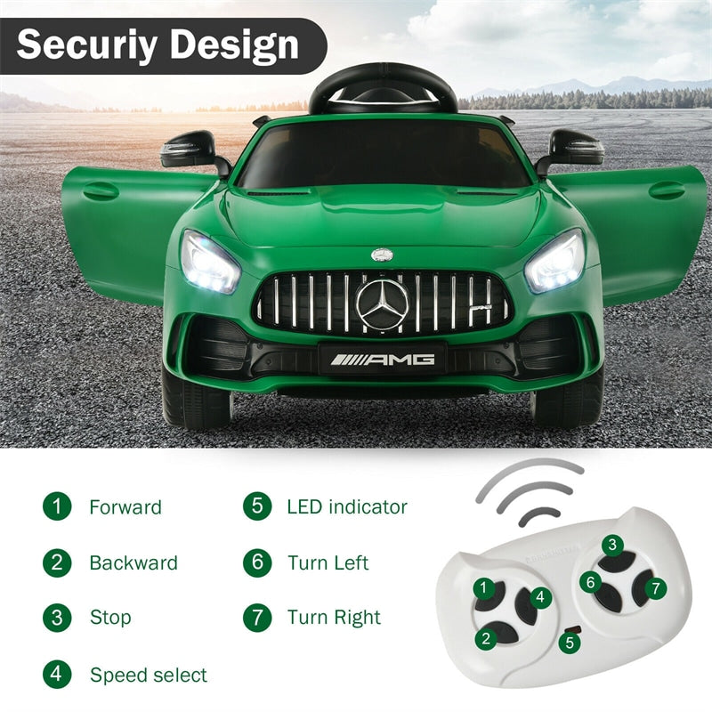 12V Kids Ride On Car, Mercedes Benz GTR Battery Powered Electric Vehicle with Remote Control