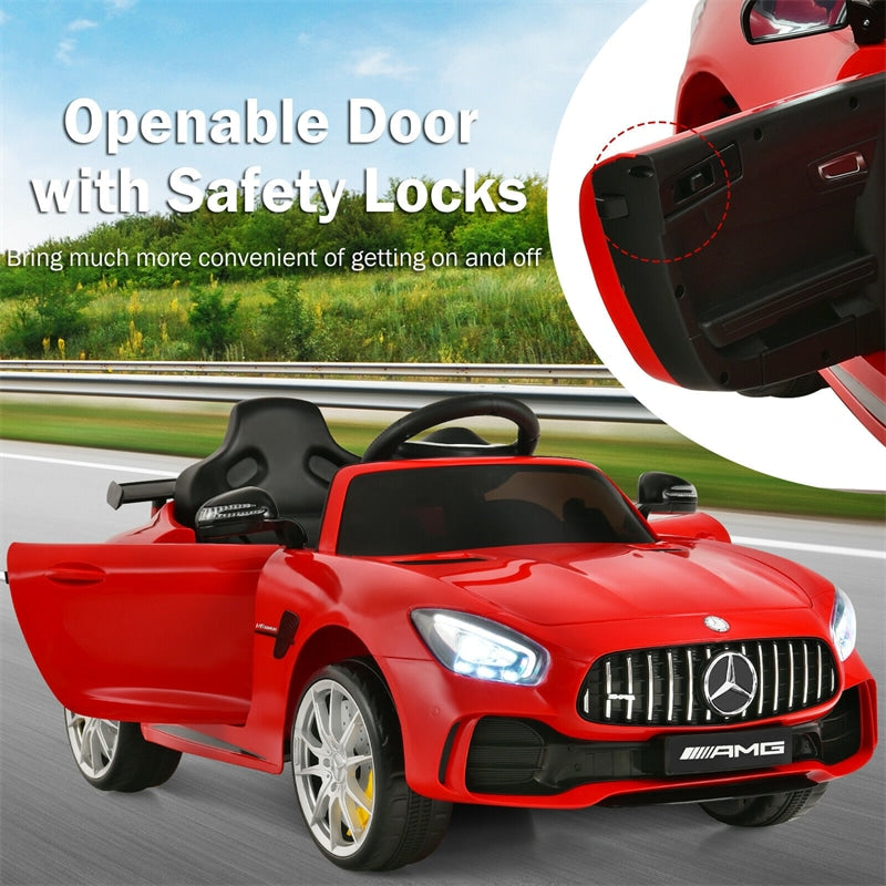 12V Kids Ride On Car, Mercedes Benz GTR Battery Powered Electric Vehicle with Remote Control