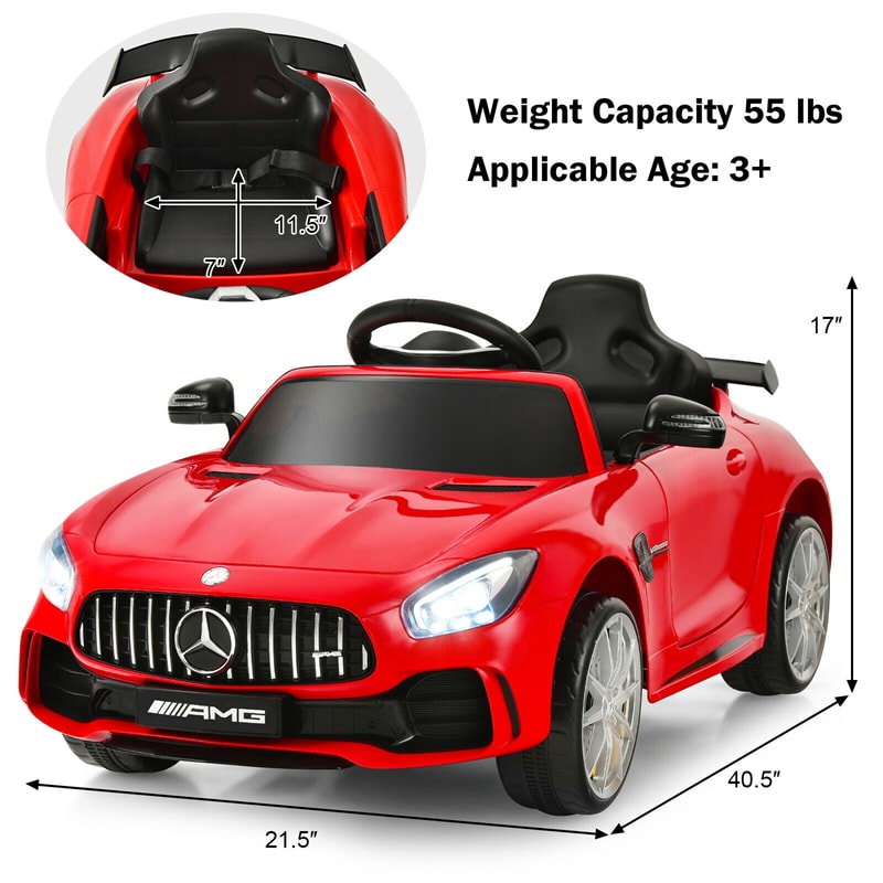 12V Kids Ride On Car, Mercedes Benz GTR Battery Powered Electric Vehicle with Remote Control