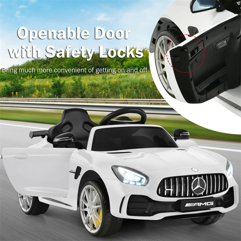 12V Kids Ride On Car, Mercedes Benz GTR Battery Powered Electric Vehicle with Remote Control