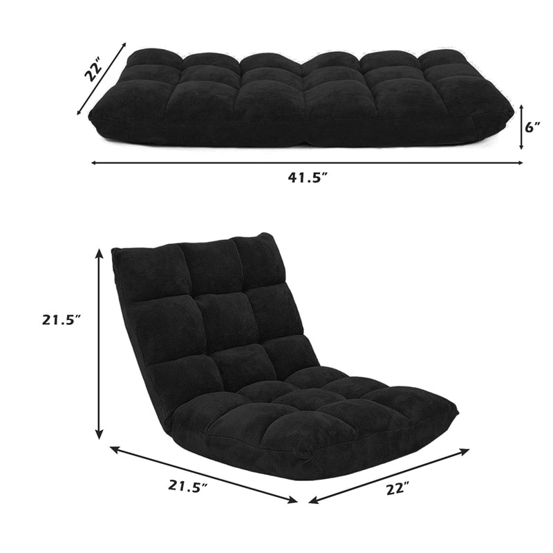 Floor Chair Folding Lazy Sofa Chair Floor Gaming Chair 14-Position Adjustable Sleeper Bed with Back Support