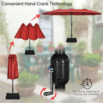 15FT Double-Sided Patio Umbrella Extra Large Outdoor Twin Market Umbrella with Crank Handle & Umbrella Base