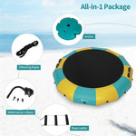 15FT Inflatable Water Trampoline Floating Lake Trampoline with 500W Electric Inflator & Rope Ladder, Recreational Water Bouncer for Pool