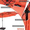 15FT Double-Sided Patio Umbrella Extra Large Outdoor Umbrella with 48 Solar LED Lights & Umbrella Base