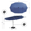 15FT Double-Sided Patio Umbrella Extra Large Outdoor Umbrella with 48 Solar LED Lights & Umbrella Base