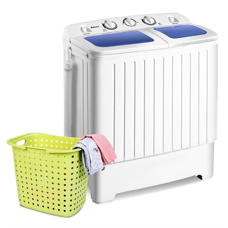 Portable Twin Tub Washing Machine, 20Lbs Capacity Compact Washer & Spinner Combo with Drain Hose, Mini Laundry Washer for RV, Apartments, Dorms