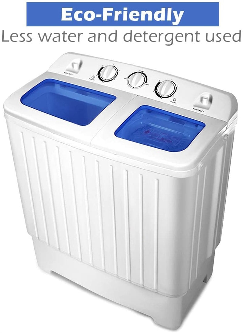 Portable Twin Tub Washing Machine, 20Lbs Capacity Compact Washer & Spinner Combo with Drain Hose, Mini Laundry Washer for RV, Apartments, Dorms