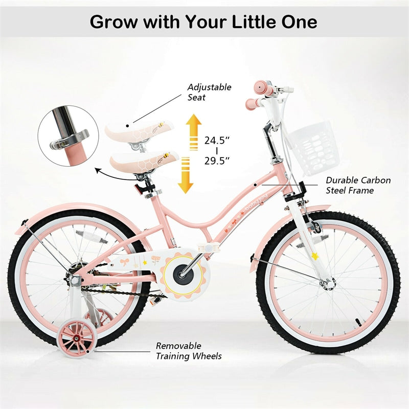 18 Inch Kids Bike, Toddler Bicycle with Removable Training Wheels & Adjustable Seat for Boys Girls