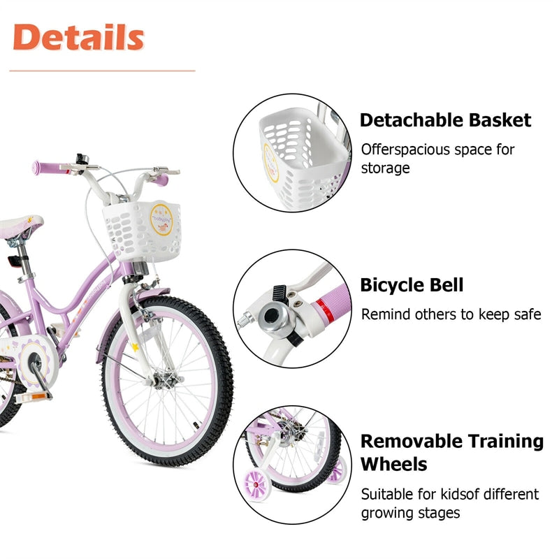 18 Inch Kids Bike Toddler Bicycle with Removable Training Wheels & Adjustable Seat for Boys Girls