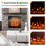 18" Electric Fireplace Insert, 1400W Recessed Freestanding Fireplace Heater with Adjustable Flame, Thermostat, Timer, Remote & Overheat Protection