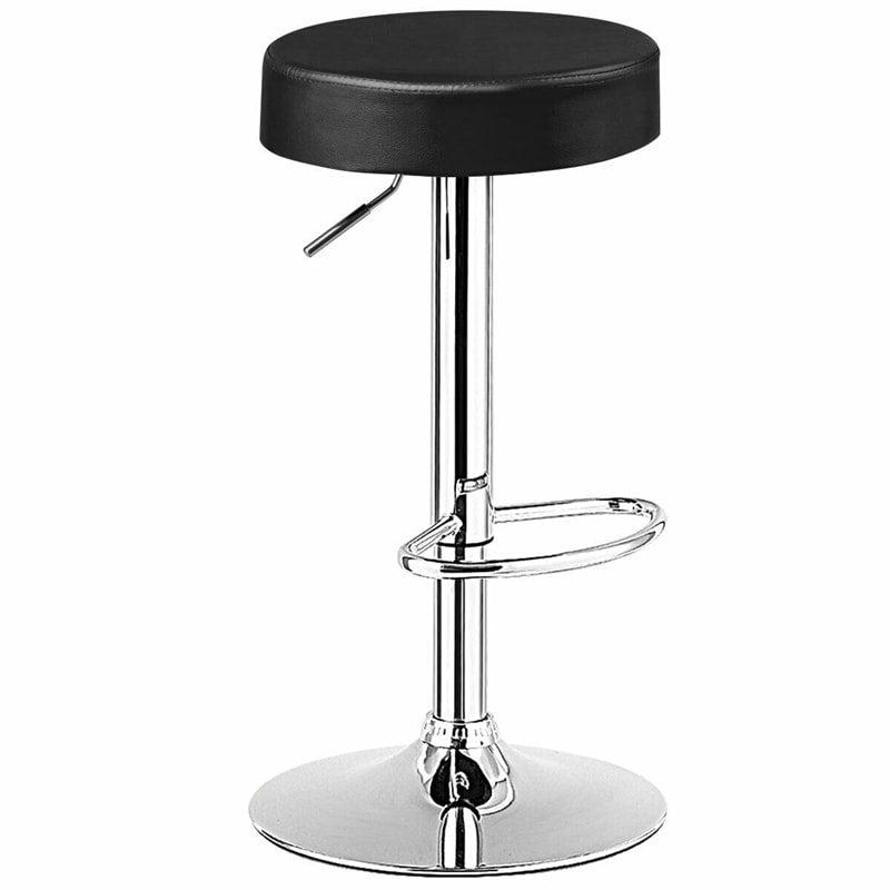 Swivel Bar Stool, Adjustable Modern Backless Round Barstool PU Leather Armless Bar Chair with Chrome Footrest, Metal Frame for Kitchen Dining