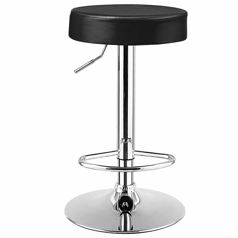 Swivel Bar Stool, Adjustable Modern Backless Round Barstool PU Leather Armless Bar Chair with Chrome Footrest, Metal Frame for Kitchen Dining