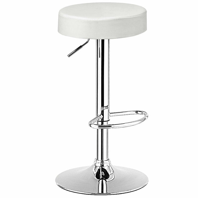 Swivel Bar Stool, Adjustable Modern Backless Round Barstool PU Leather Armless Bar Chair with Chrome Footrest, Metal Frame for Kitchen Dining