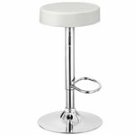 Swivel Bar Stool, Adjustable Modern Backless Round Barstool PU Leather Armless Bar Chair with Chrome Footrest, Metal Frame for Kitchen Dining