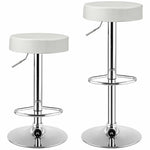 Swivel Bar Stool, Adjustable Modern Backless Round Barstool PU Leather Armless Bar Chair with Chrome Footrest, Metal Frame for Kitchen Dining