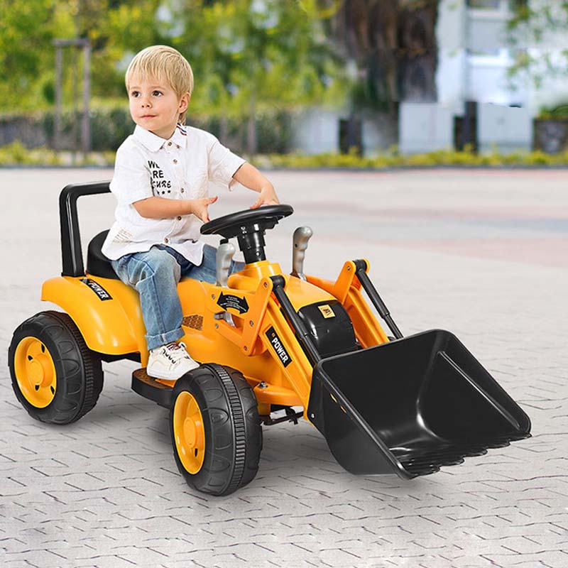 6V Kids Ride-On Excavator Toy, Battery-Powered Electric Digger Truck Construction Vehicle with Front Loader & Controllable Digging Bucket, Ride-On Car