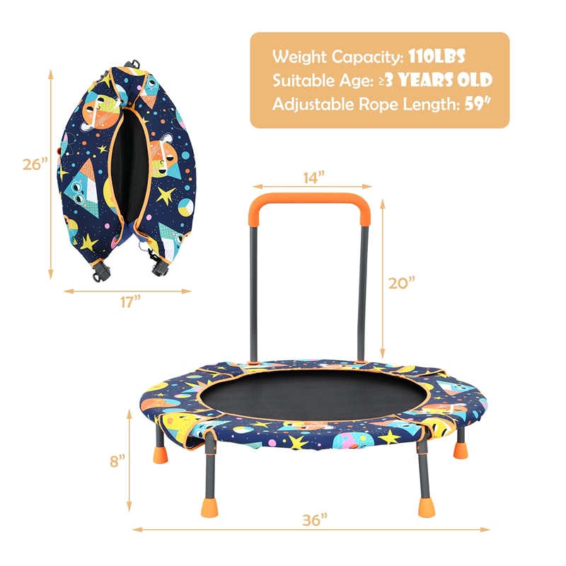 2-In-1 Convertible Saucer Tree Swing & Trampoline Set Kids Trampoline with Removable Handrail