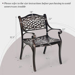 2 Pieces Cast Aluminum Bistro Chairs, All-Weather Outdoor Dining Chairs with Armrests & Curved Seats, Patio Armchairs for Garden, Poolside & Backyard