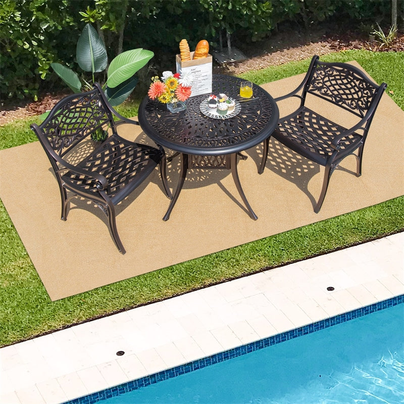 2 Pieces Cast Aluminum Bistro Chairs, All-Weather Outdoor Dining Chairs with Armrests & Curved Seats, Patio Armchairs for Garden, Poolside & Backyard