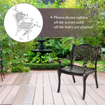 2 Pieces Cast Aluminum Bistro Chairs, All-Weather Outdoor Dining Chairs with Armrests & Curved Seats, Patio Armchairs for Garden, Poolside & Backyard