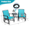 Bestoutdor Double Glider Chairs with Glass Table & Umbrella Hole, Steel Frame Patio 2-Person Rocking Chairs w/ Breathable Fabric