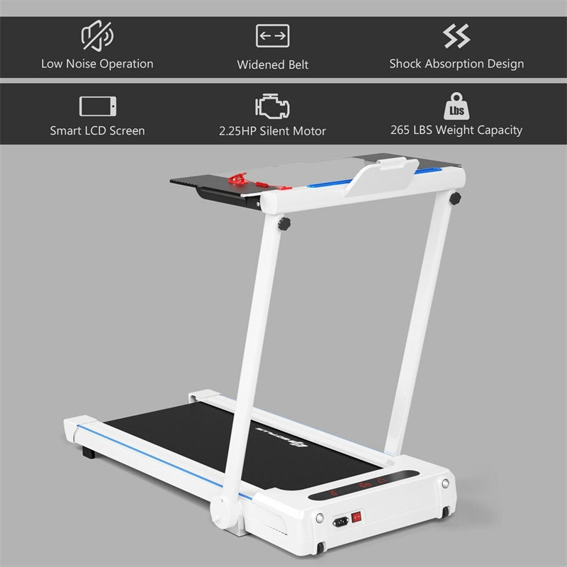 3-in-1 Under Desk Treadmill 2.25HP Electric Folding Treadmill with LCD Display Bluetooth Speakers Remote Control