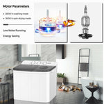 Portable Washing Machine 2-in-1 Mini Compact Twin Tub Laundry Washer Spin Dryer Combo 22LBS Capacity with Timer Control