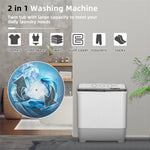 Portable Washing Machine 2-in-1 Mini Compact Twin Tub Laundry Washer Spin Dryer Combo 22LBS Capacity with Timer Control