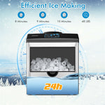 2-in-1 Countertop Ice Maker with Water Dispenser, 48LBS/24H Stainless Steel Ice Machine w/ Chilled Water Spout, 5LBS Ice Basket for Home, Office Party