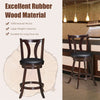 24" Bar Stools Set of 2 360° Swivel High Back Counter Height Stools with Leather Padded Seat & Solid Rubber Wood Legs